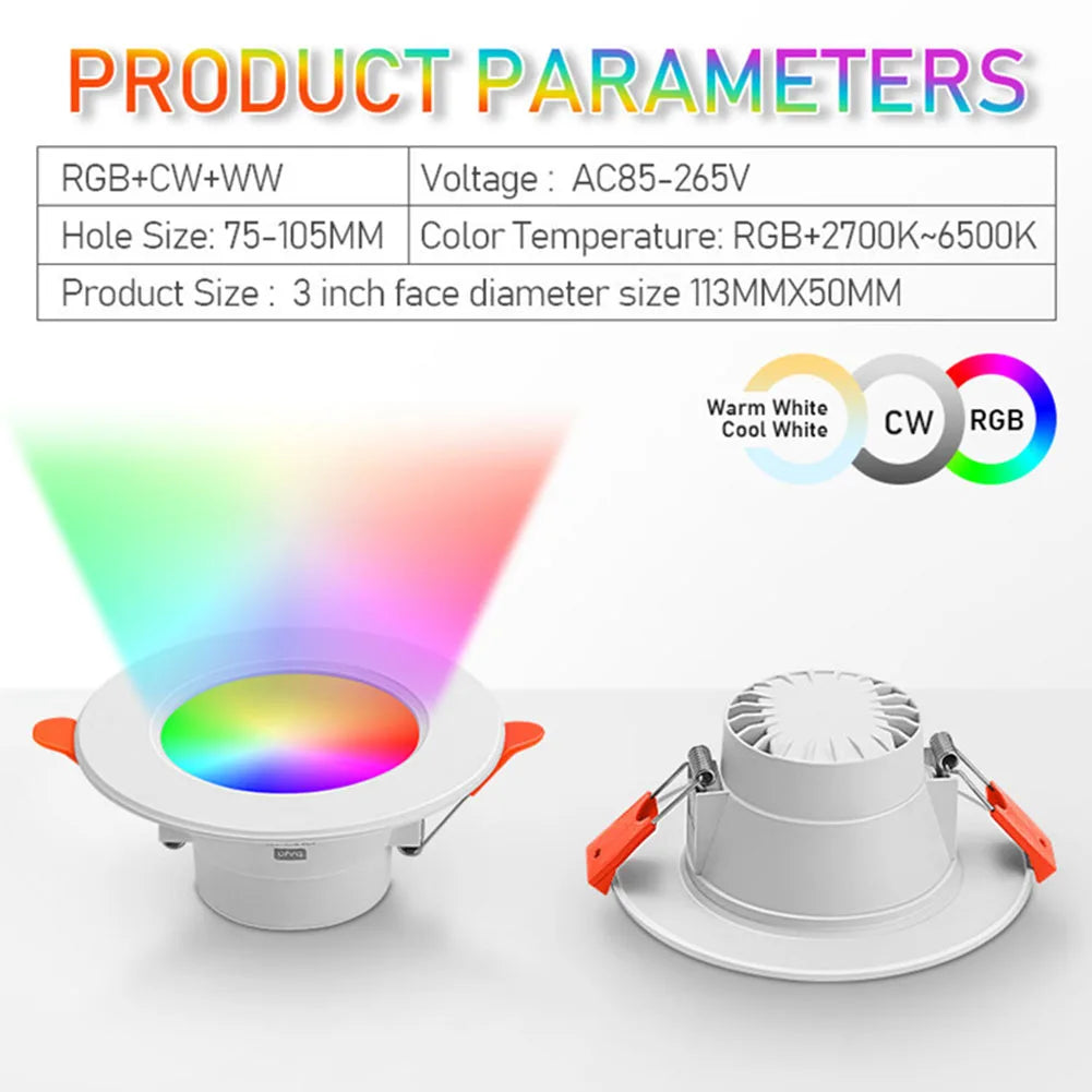 Alloet 10W Smart Led Downlight Bluetooth Ceiling Lamp App Control