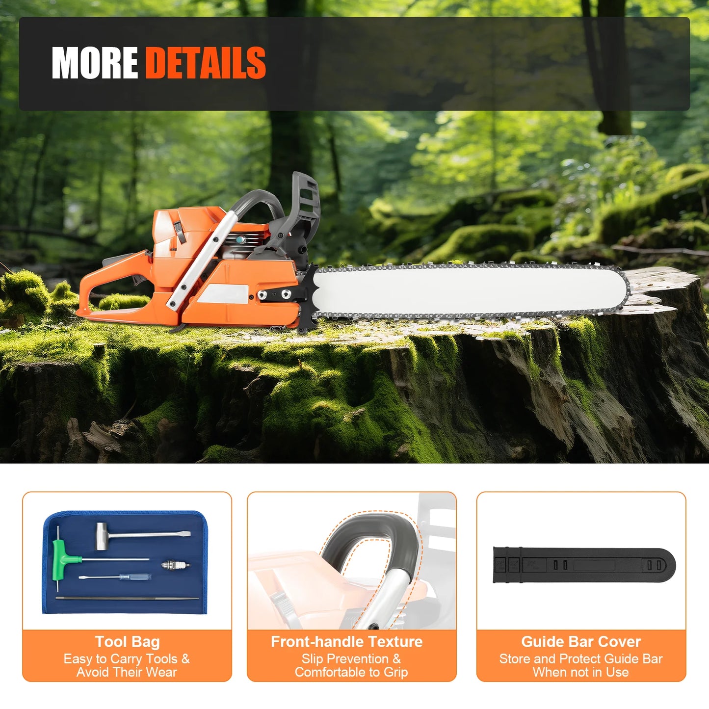 Gasoline Chainsaw 65 To 72cc Two Stroke Pull Start