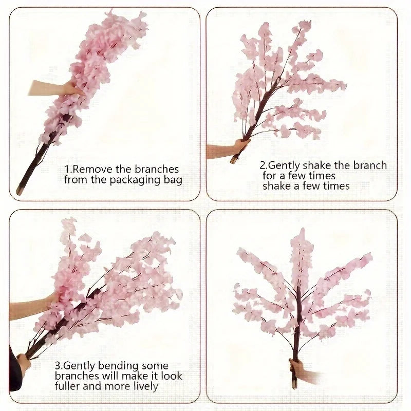NONECN Artificial Cherry Trees Indoor Decor Handmade Blossom