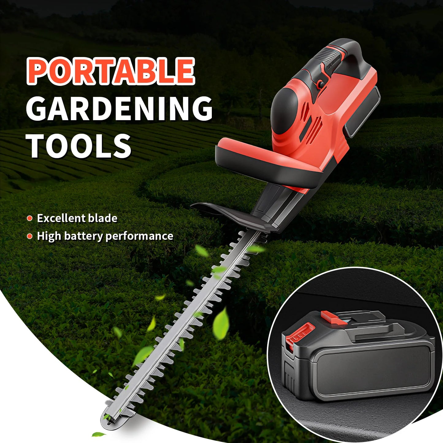 Cordless Hedge Trimmer With 3.0Ah Battery Charger