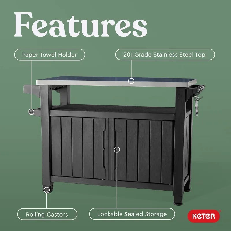 XMSJ Outdoor Rolling Table Cart For Food Prep And Storage