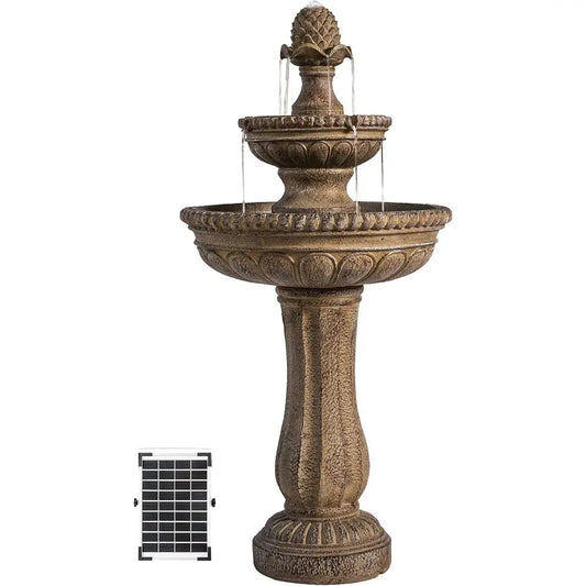 Two Tier Outdoor Water Fountain With Pump For Garden Decor