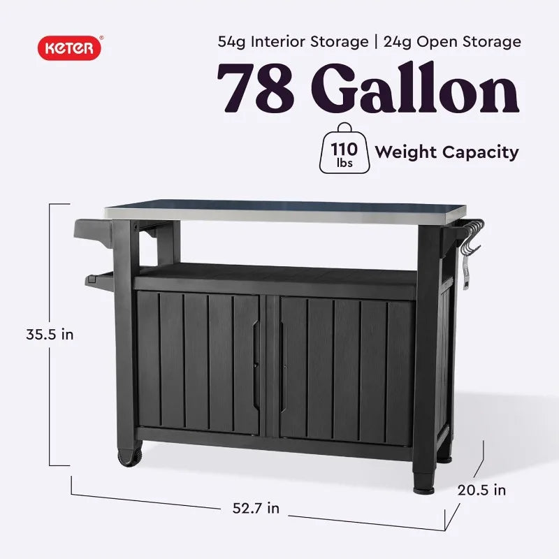 XMSJ Outdoor Rolling Table Cart For Food Prep And Storage