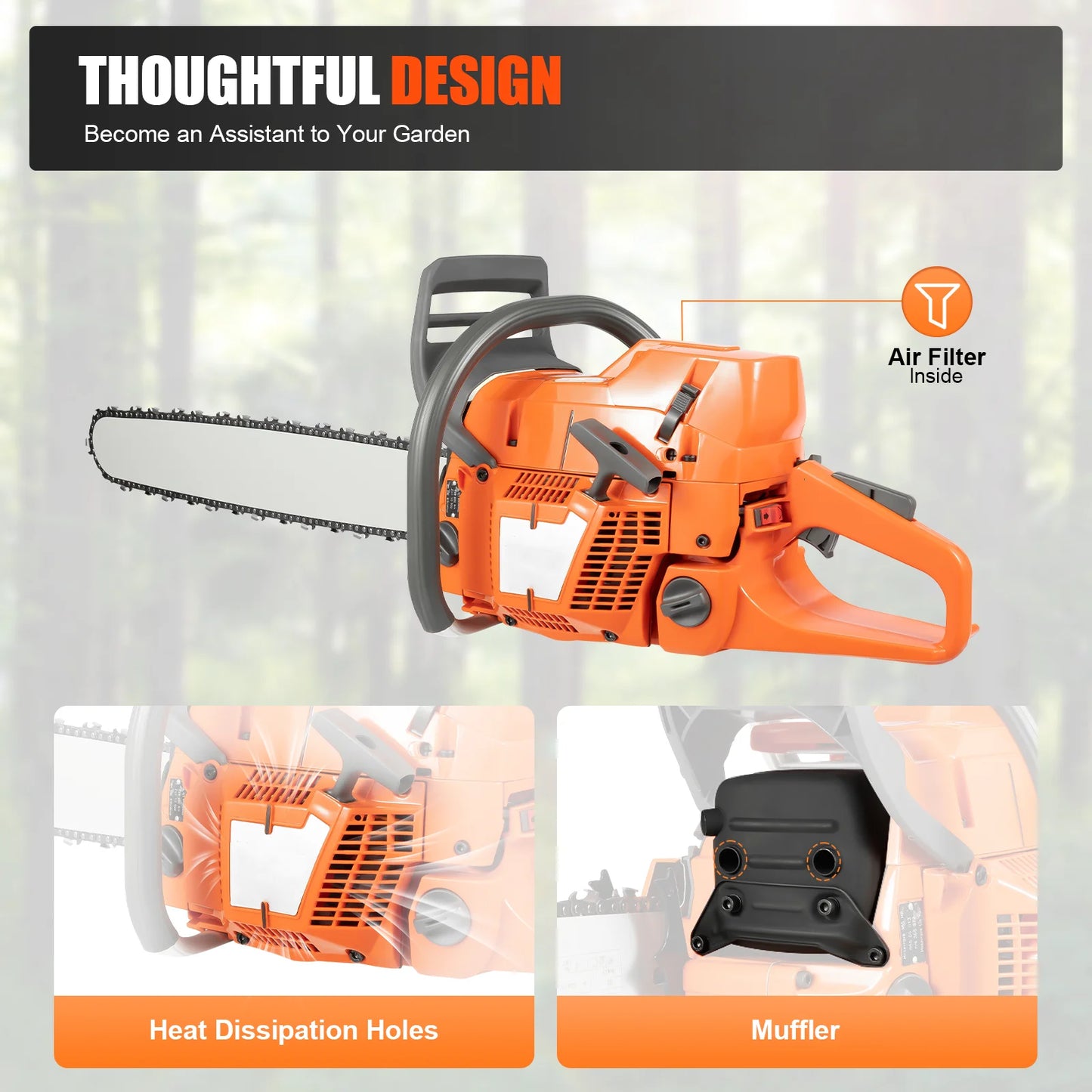 Gasoline Chainsaw 65 To 72cc Two Stroke Pull Start