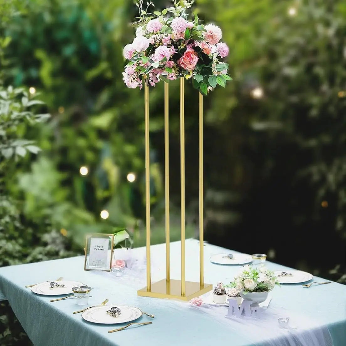 Set Of 8 Metal Wedding Flower Stands Geometric Centerpieces