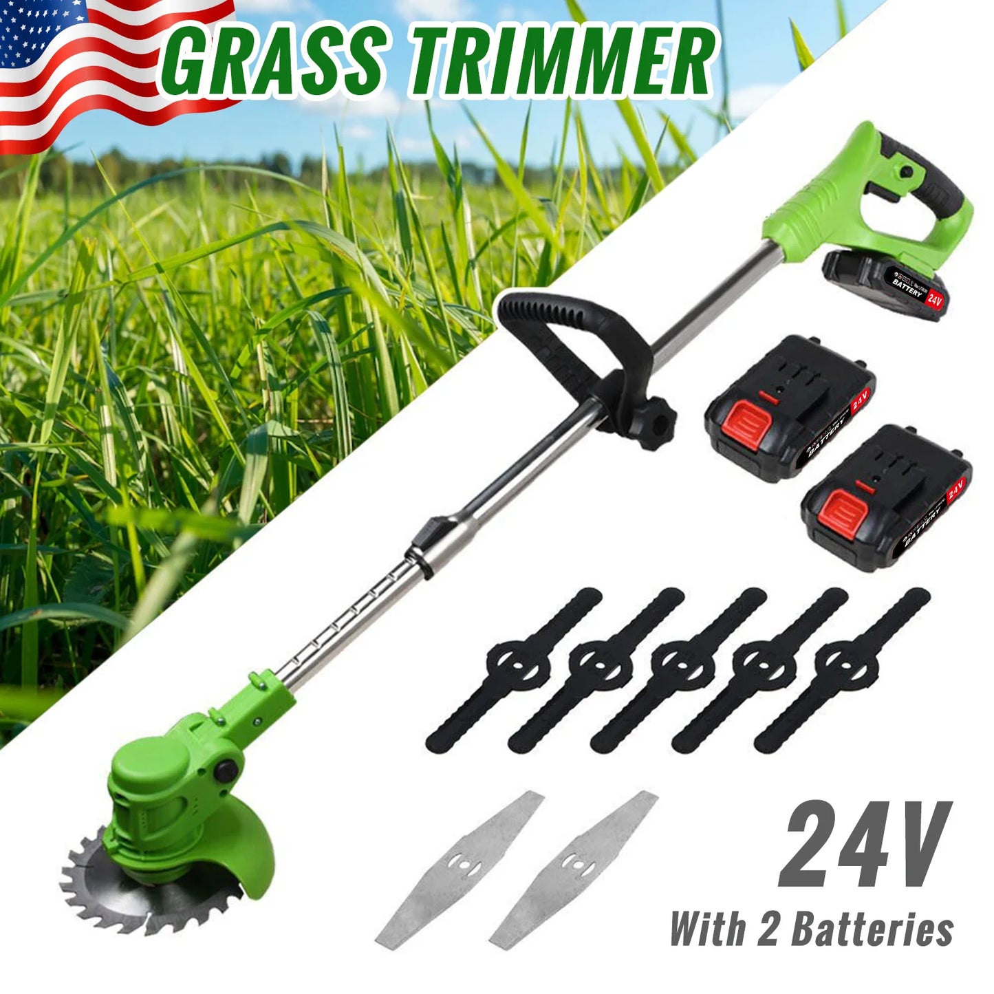 Brushless Cordless Weed Trimmer 2-In-1 Electric Grass Cutter For Yard
