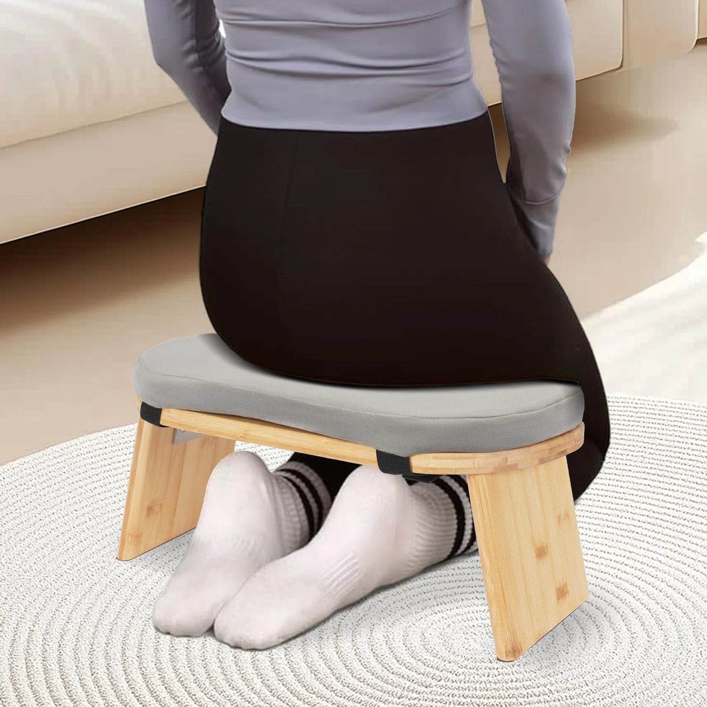 Bymaocar Foldable Meditation Bench Kneeling Stool For Home Use