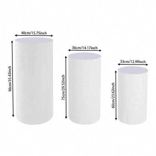 3Pcs Cylinder Pedestal Stands For Wedding Decor Displays