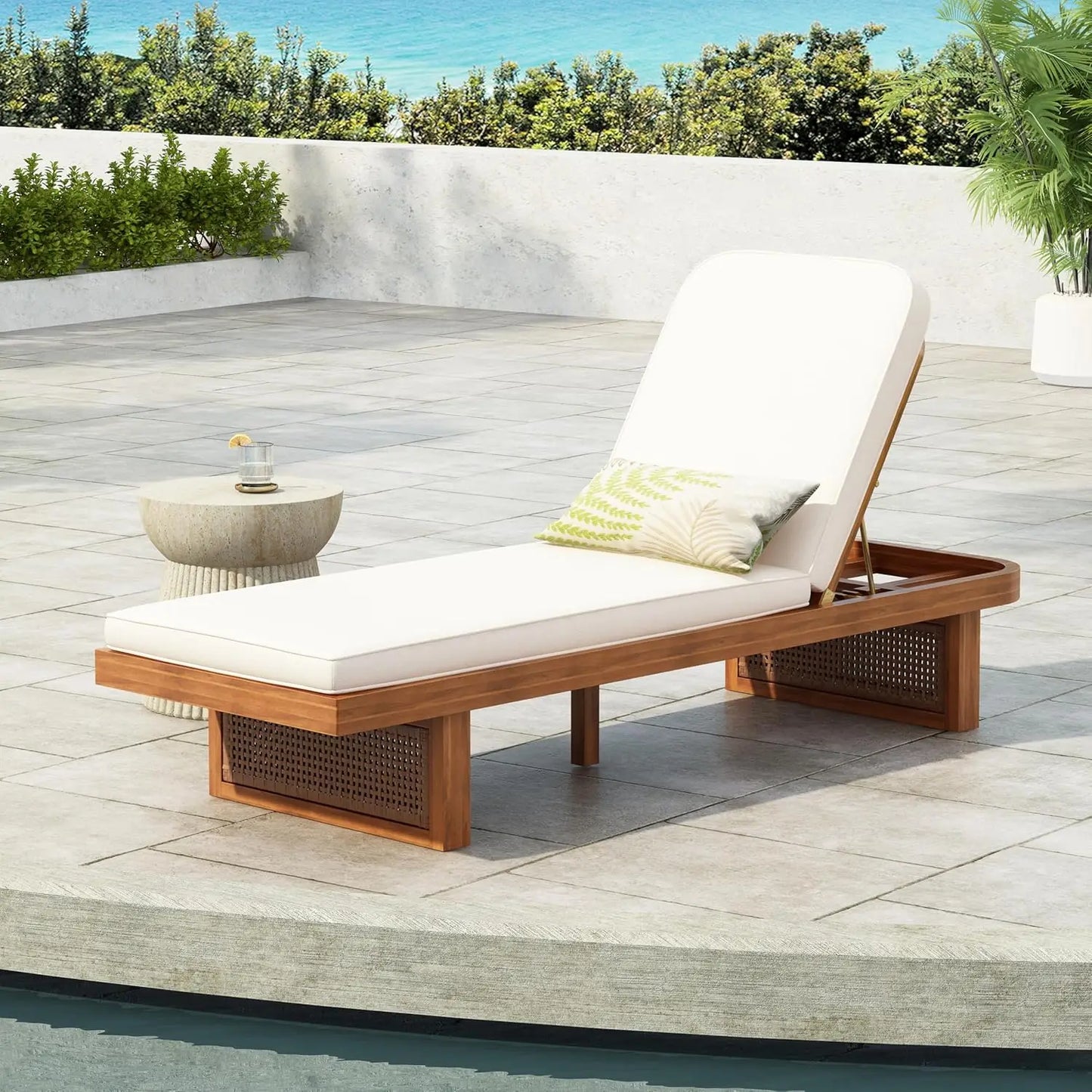 Outdoor 5-Position Adjustable Chaise Lounge Set With Steel Frame Cushions
