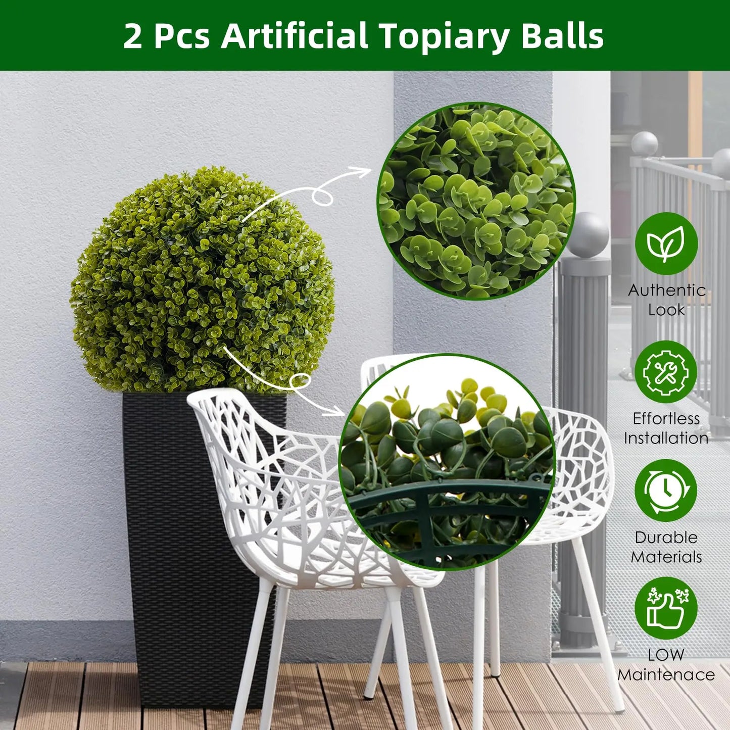 StudysetCN Outdoor Artificial Topiary Balls Set For Home Decor