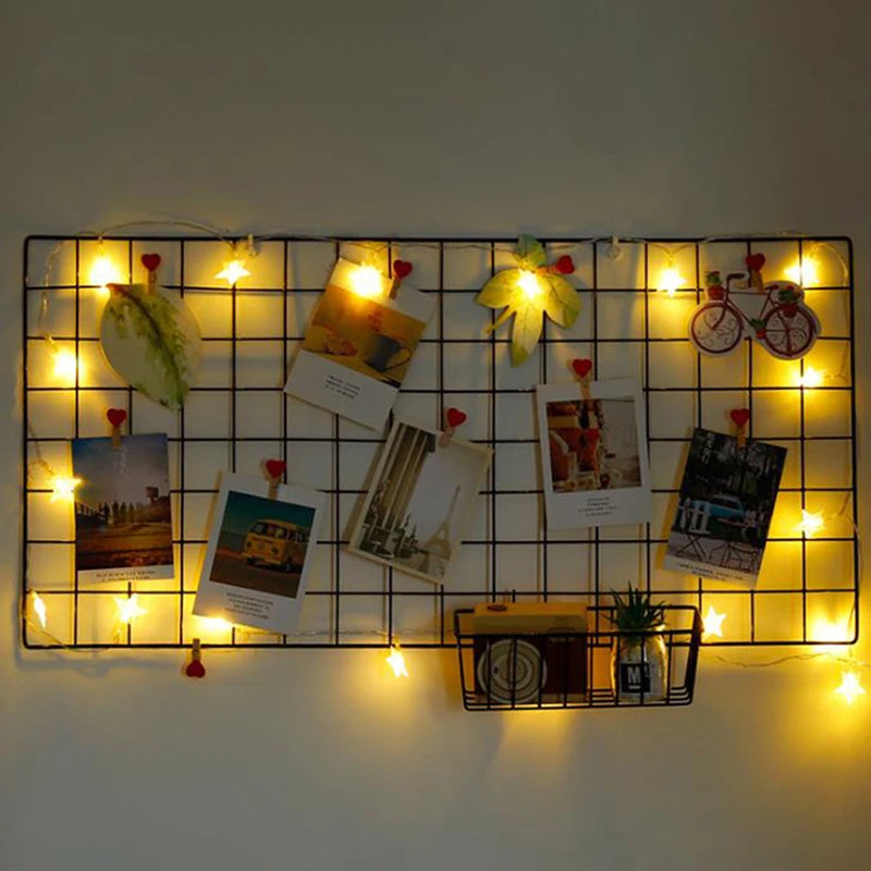 Metal Wall Grid Photo Frame And Postcards Storage Organizer