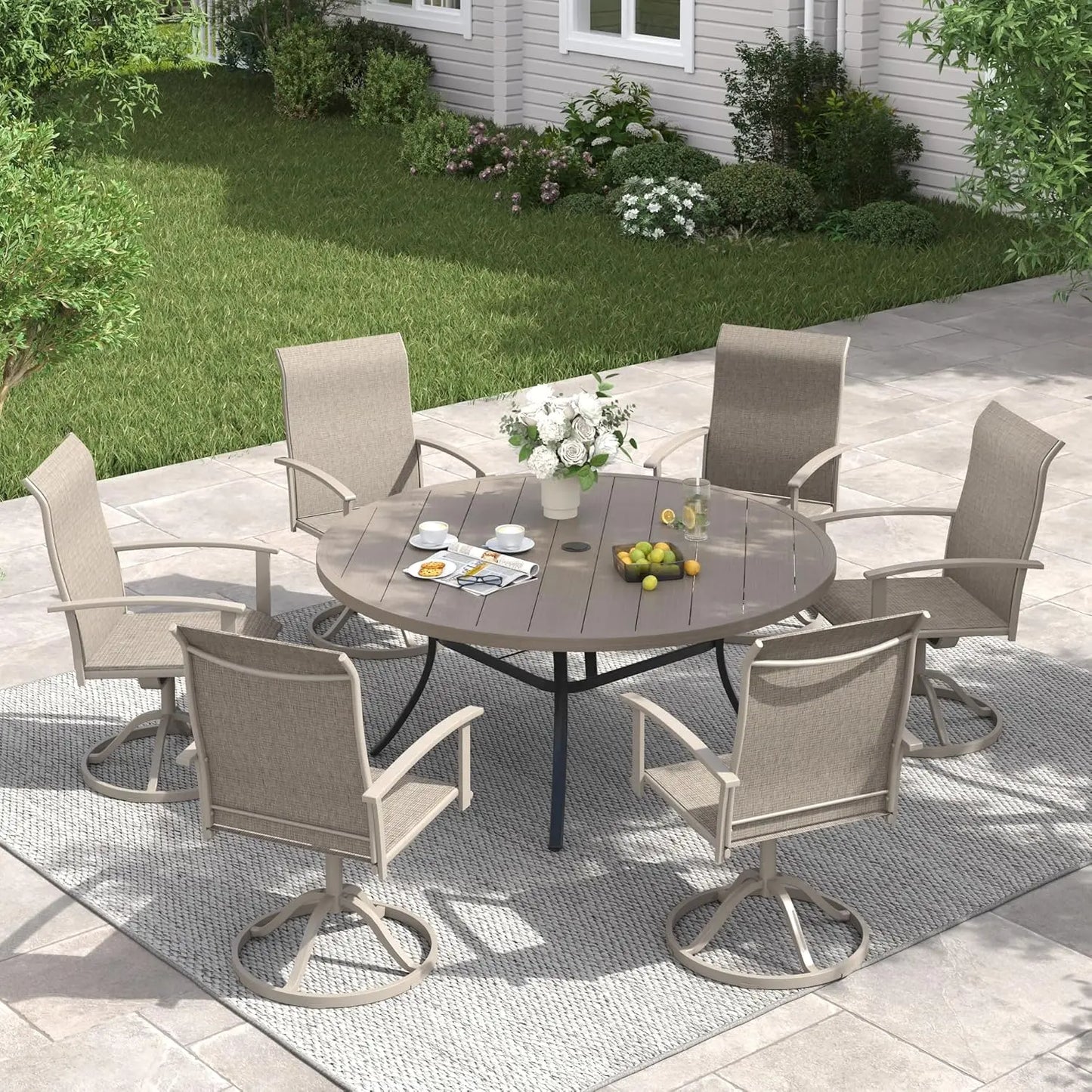Swivel Textilene Outdoor Patio Chairs Set Of Four Durable