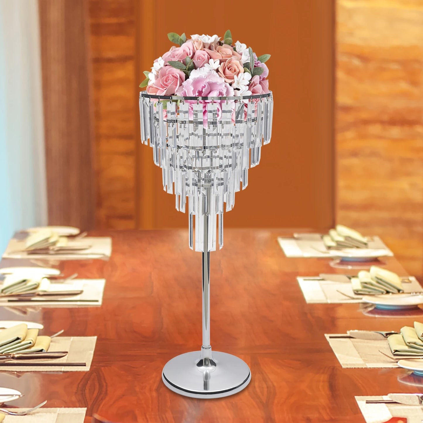 Metal Wedding Flower Stand Crystal Flower Rack Centerpiece 2/4/5 Tier Floral Holder for Party Event Decoration