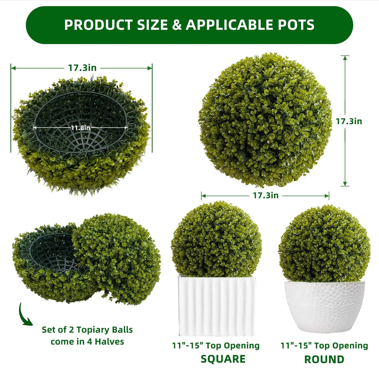 StudysetCN Outdoor Artificial Topiary Balls Set For Home Decor