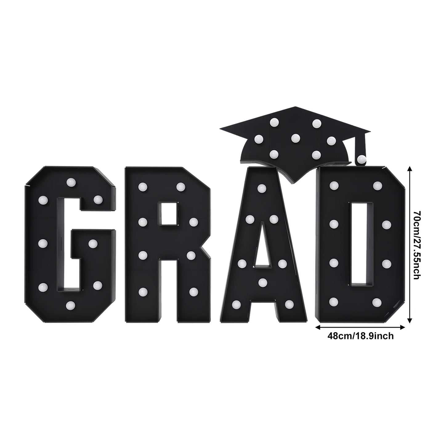 Bymaocar Graduation LED Letter Lights 40 LEDs Freestanding Wall Mount