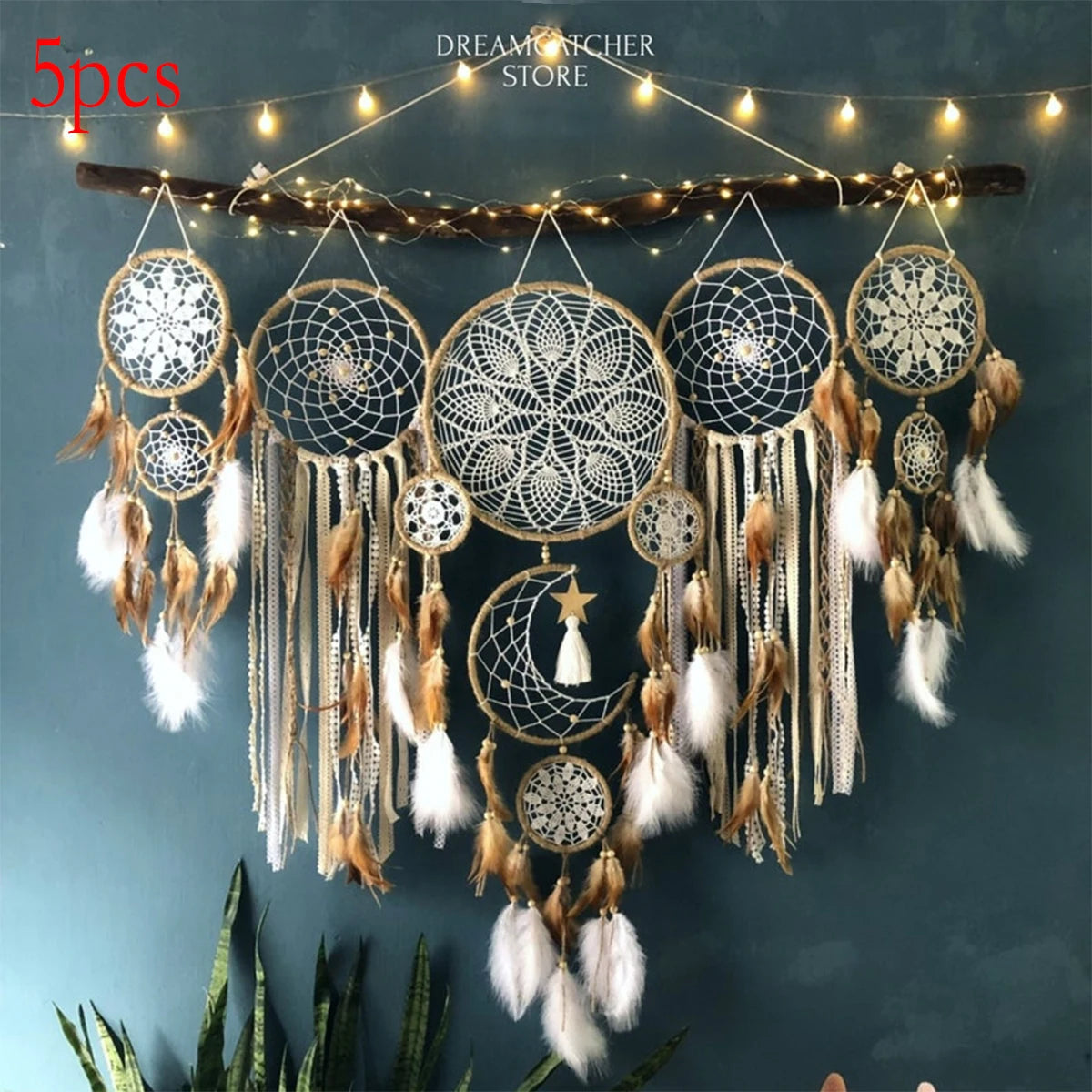 Dream Catcher Wall Decor Moon And Sun Bohemian Bedside Decoration