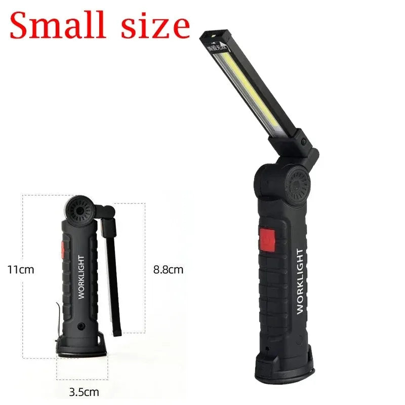 Folding COB Portable LED Work Light With Rechargeable Built In Battery