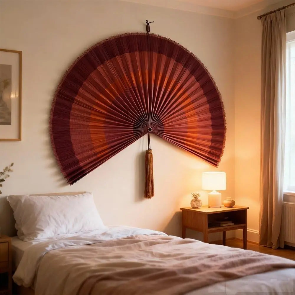 Japanese Chinese Wall Fan Decor Boho Hanging Headboard