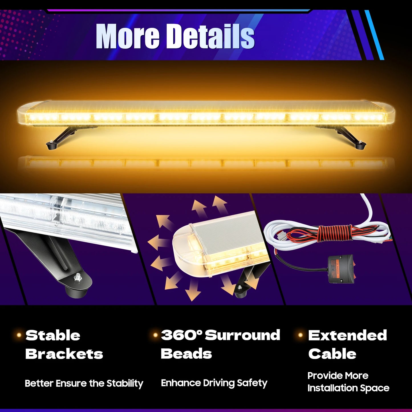 LED Warning Light Beacon With 96 LEDs And Remote Control