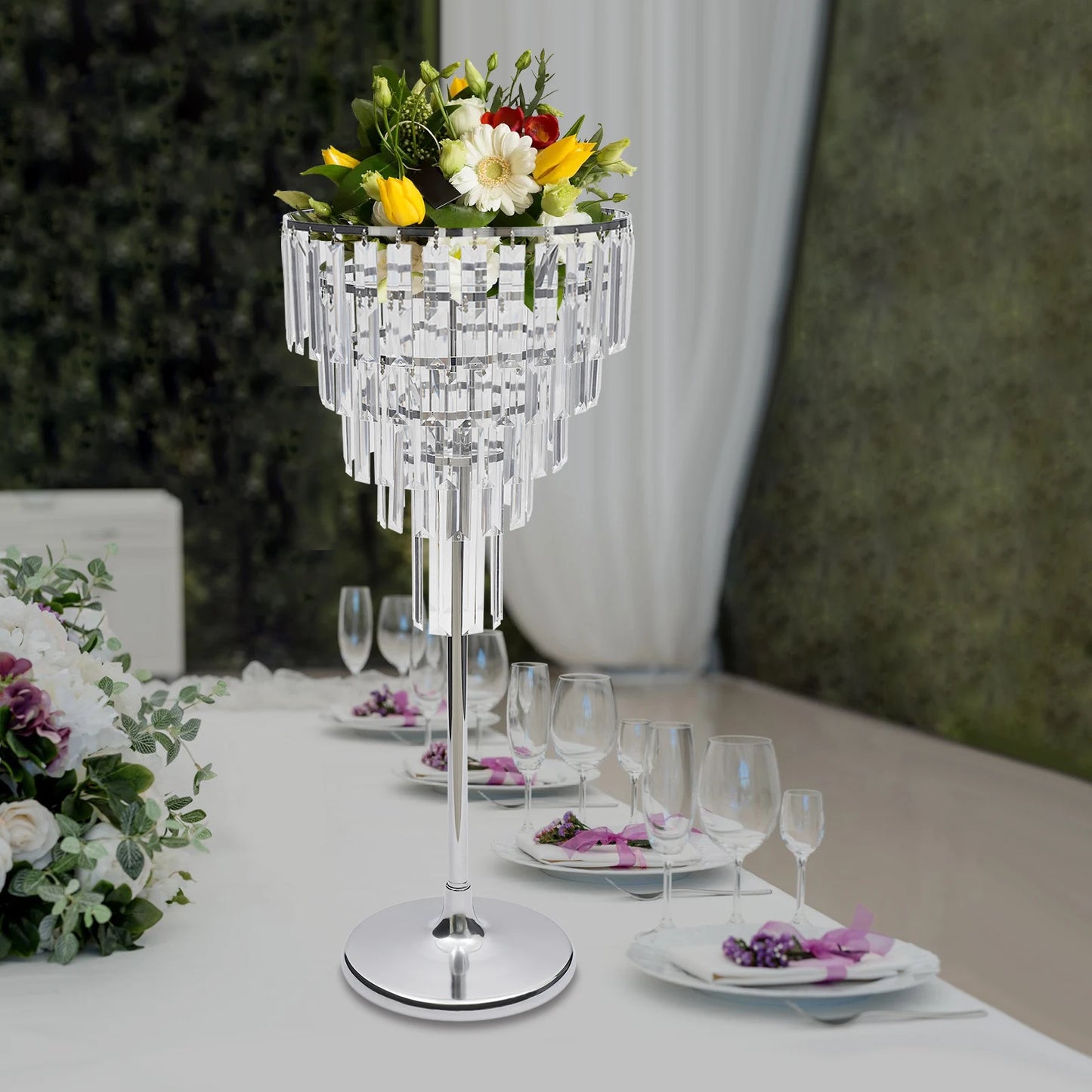Metal Wedding Flower Stand Crystal Flower Rack Centerpiece 2/4/5 Tier Floral Holder for Party Event Decoration