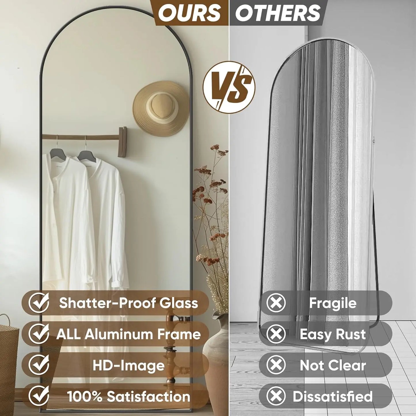 Antok Full Length Mirror With Stand Oversized Floor Mirror