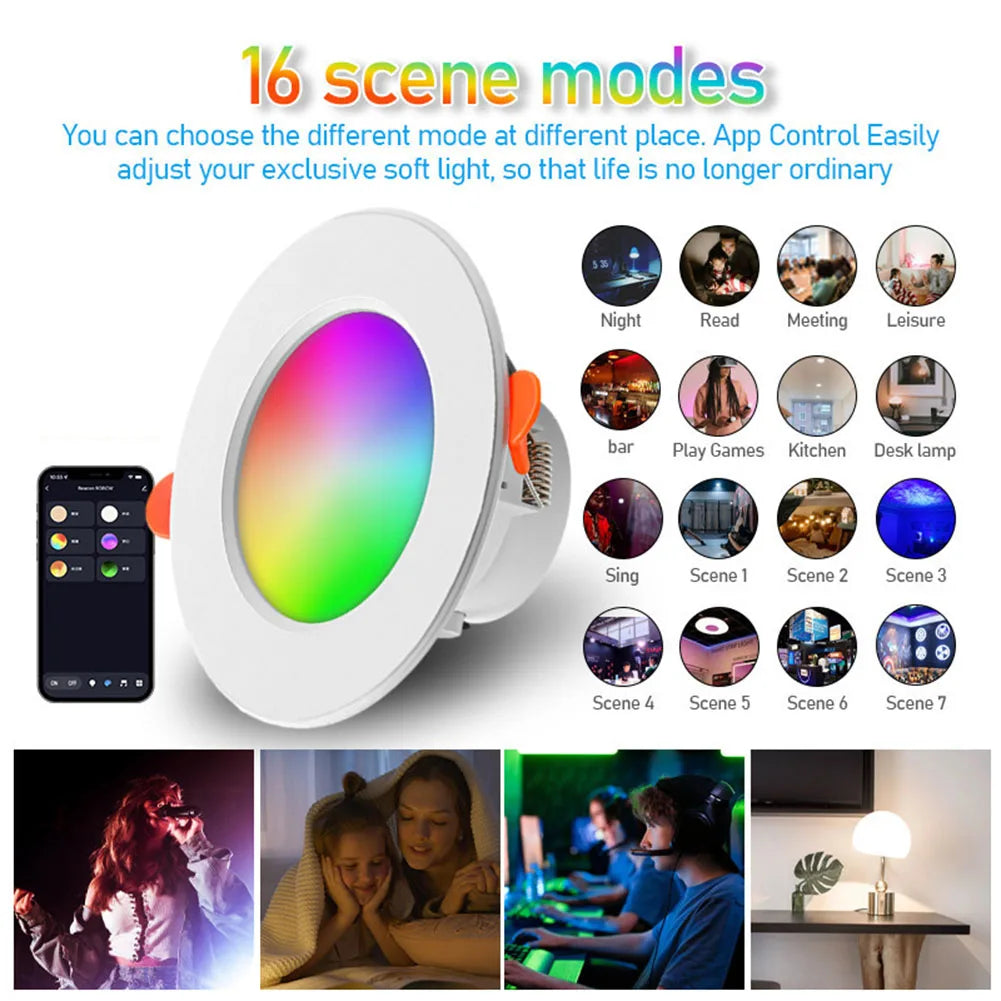 Alloet 10W Smart Led Downlight Bluetooth Ceiling Lamp App Control