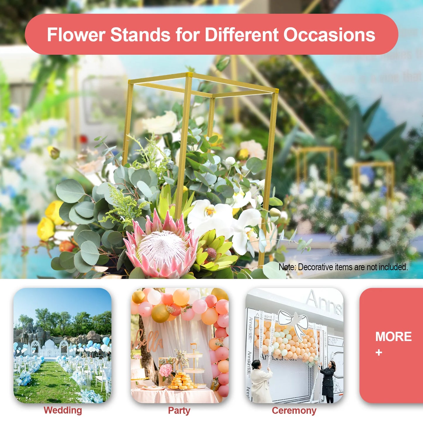 10 Piece Metal Flower Stand Set For Floor Wedding Decor