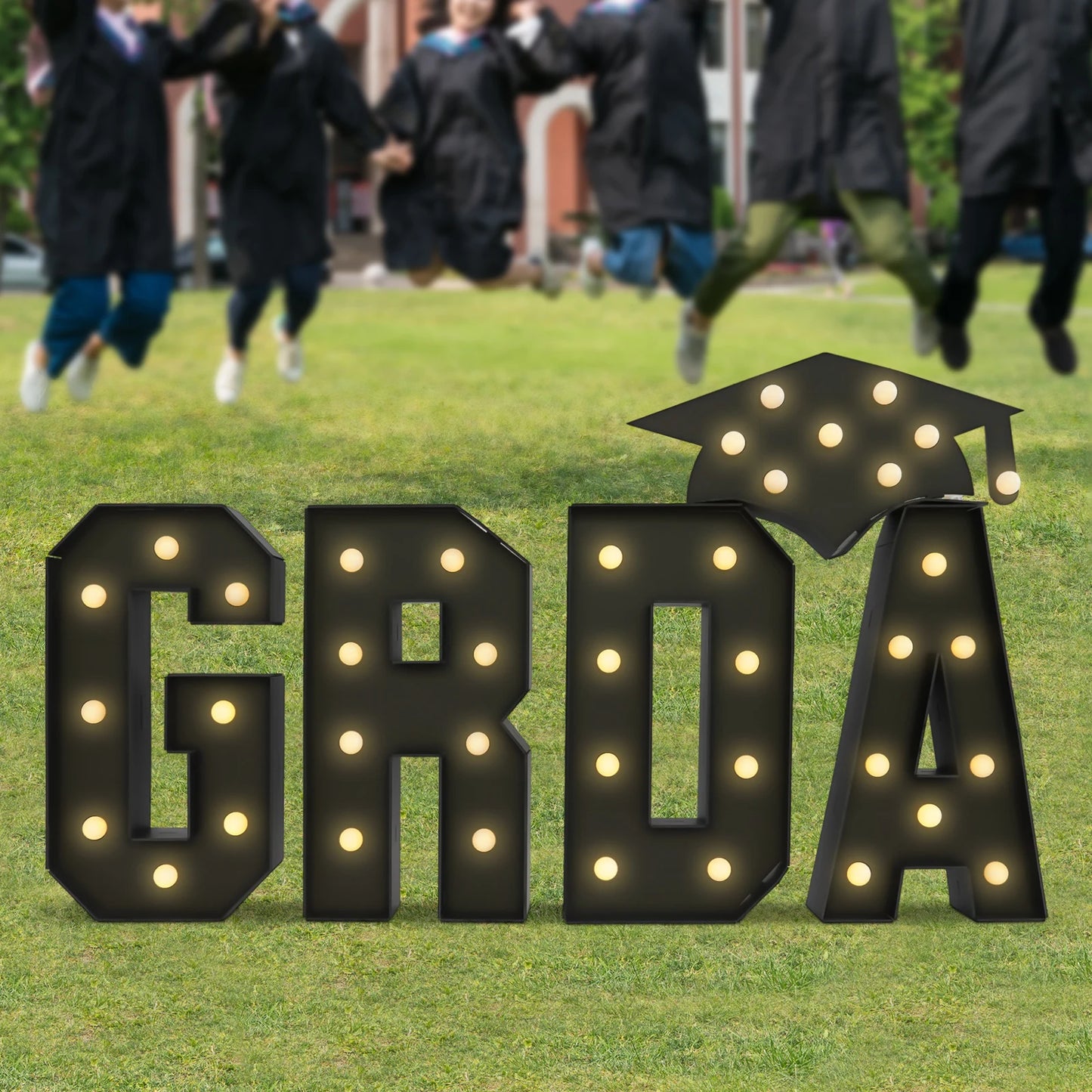 Bymaocar Graduation LED Letter Lights 40 LEDs Freestanding Wall Mount