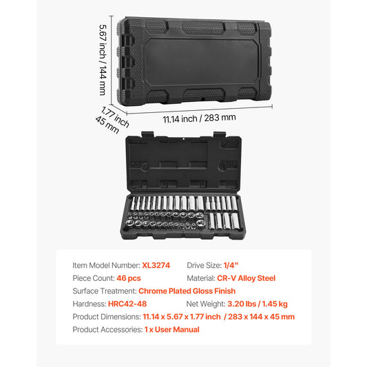 SucceBuy Socket Set and Ratchet Tools for Mechanics