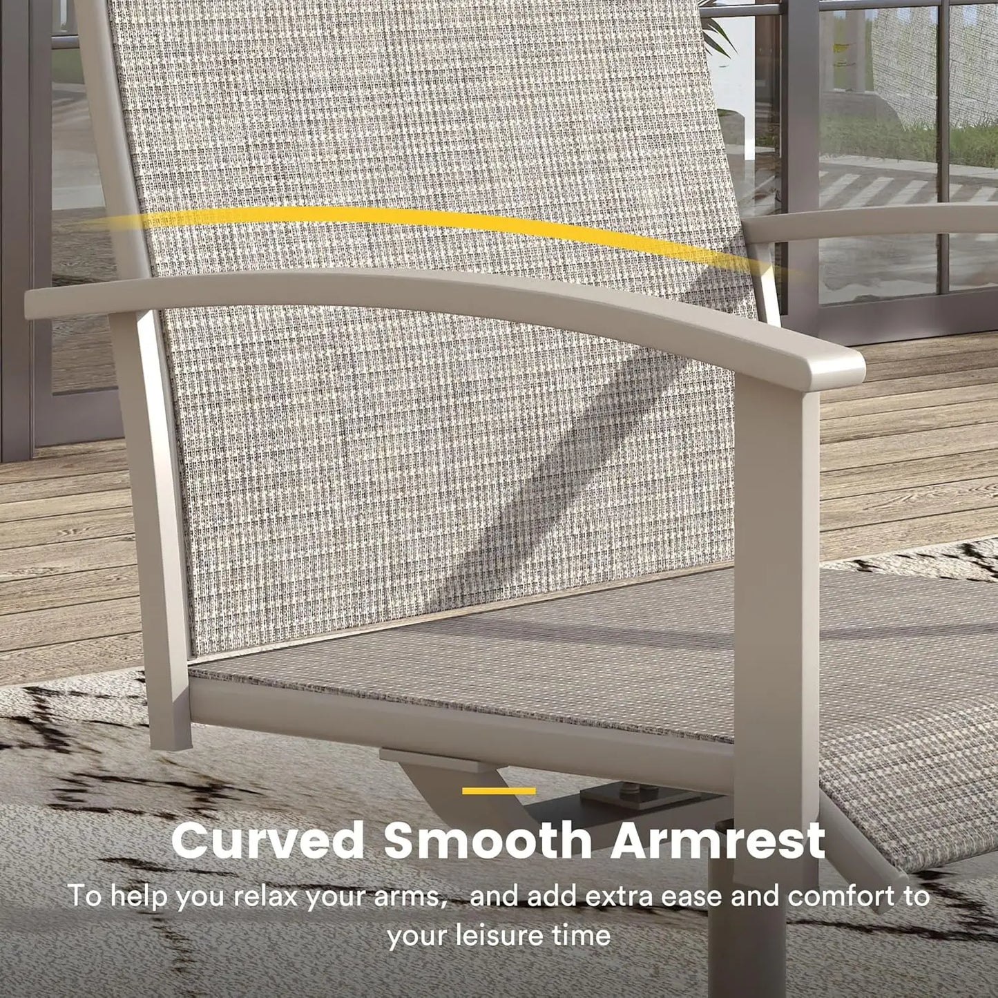 Swivel Textilene Outdoor Patio Chairs Set Of Four Durable