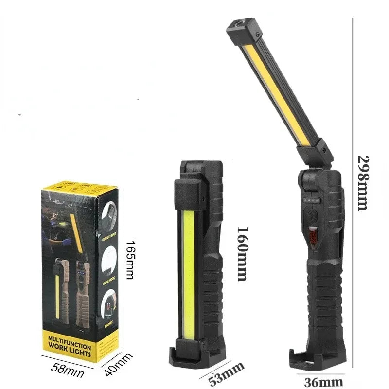 Folding COB Portable LED Work Light With Rechargeable Built In Battery