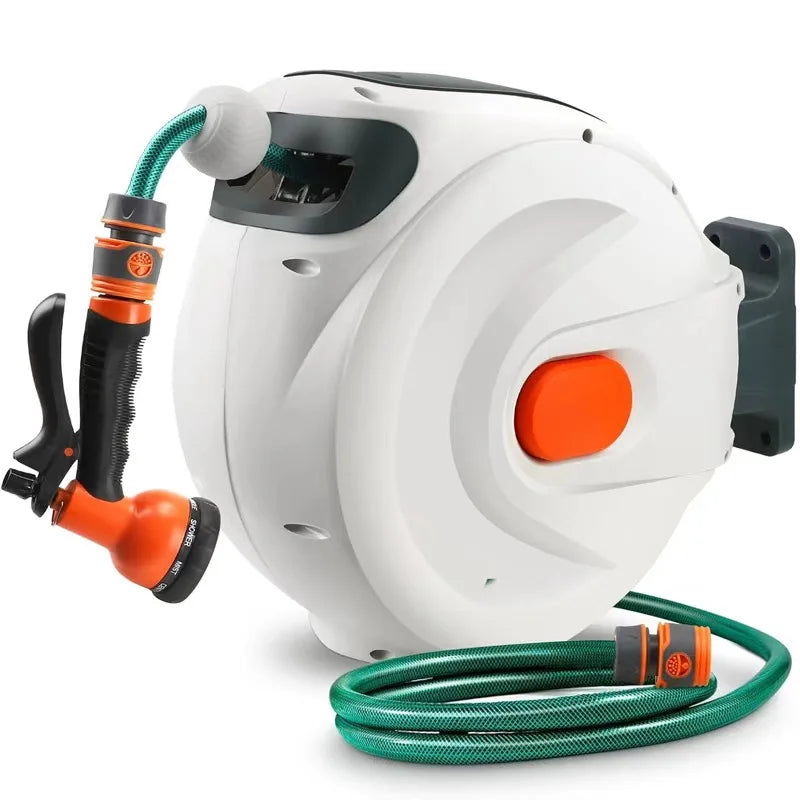 Retractable Garden Hose Reel Wall Mount Auto Rewind Swivel