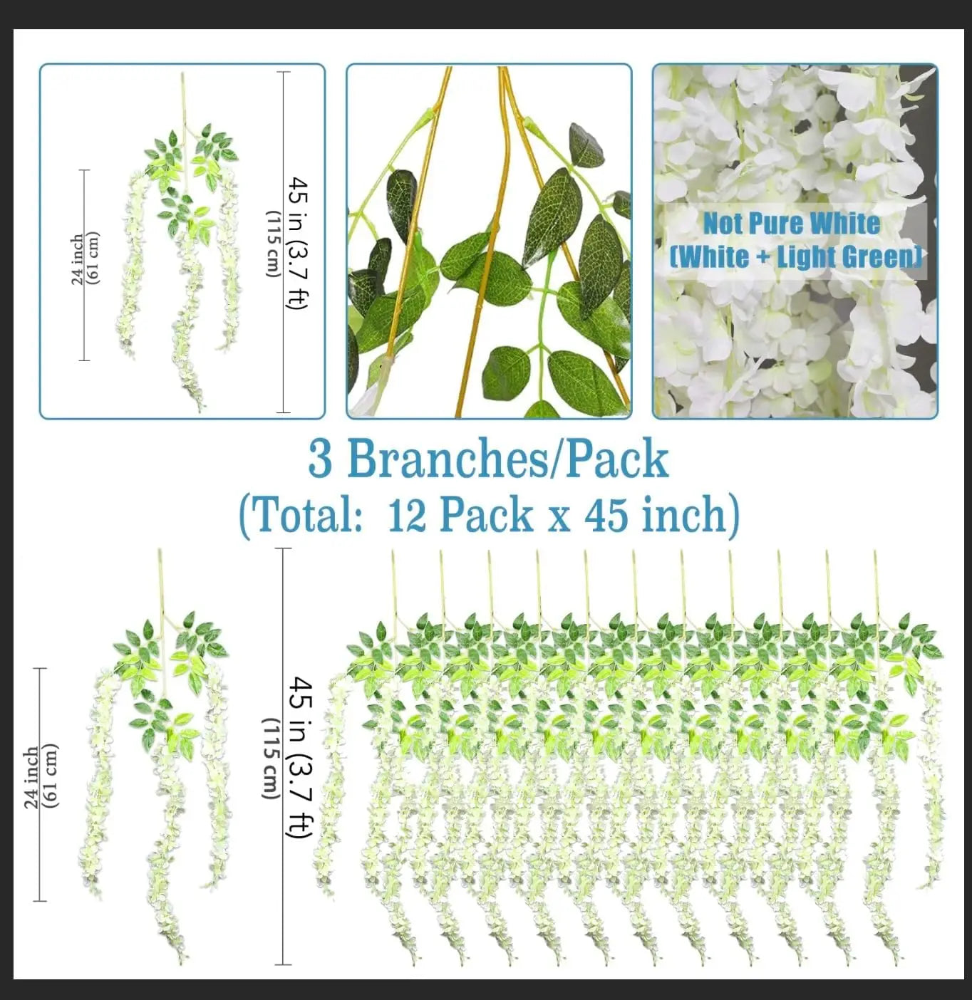 Sinsoledad Wisteria Artificial Flower Garland for Weddings and Decor