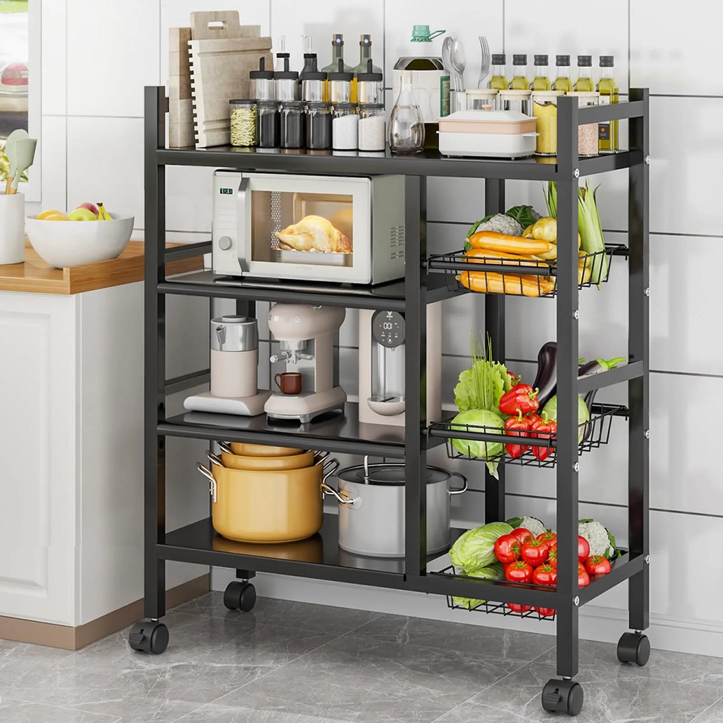 Removable Cabinet Storage Rack Four Tier Metal Kitchen Organizer