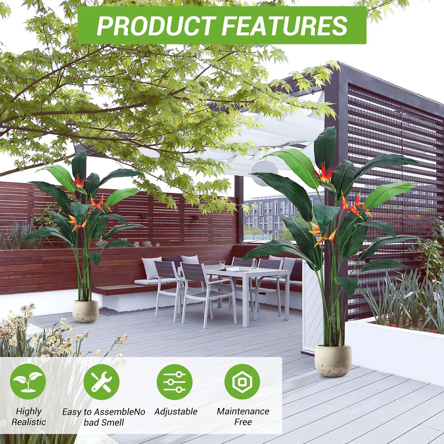 HiMISSCN 2Pcs Artificial Bird Of Paradise Plants For Home Decor