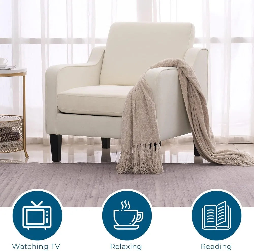 Mid Century Modern Accent Chair Fabric Upholstered Armchair For Living Room