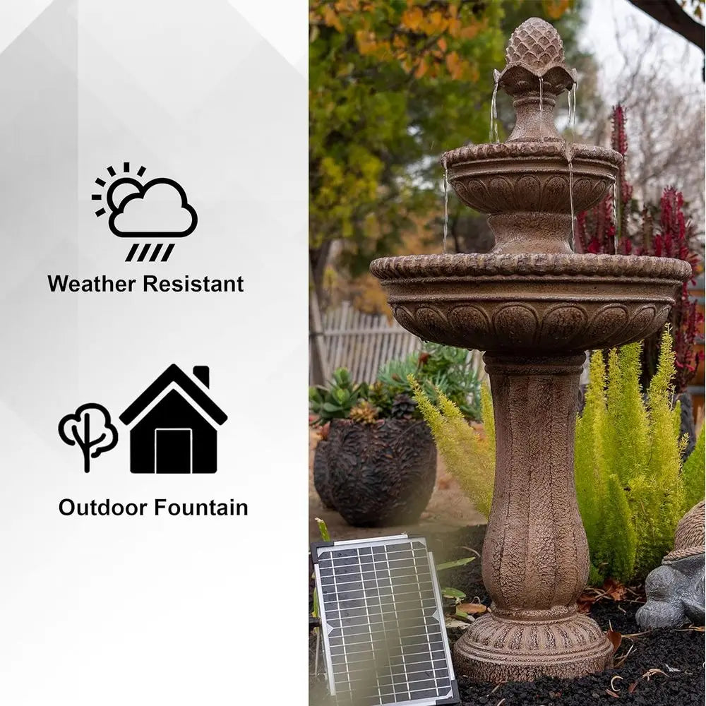 Two Tier Outdoor Water Fountain With Pump For Garden Decor