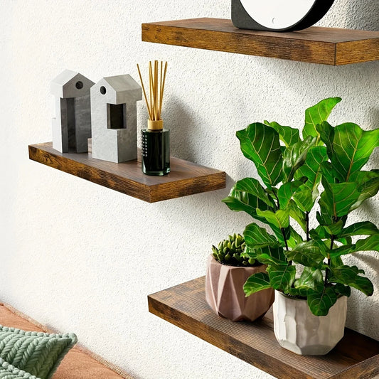 Wooden Wall Mounted Shelf For Living Room Modern Minimalist Design