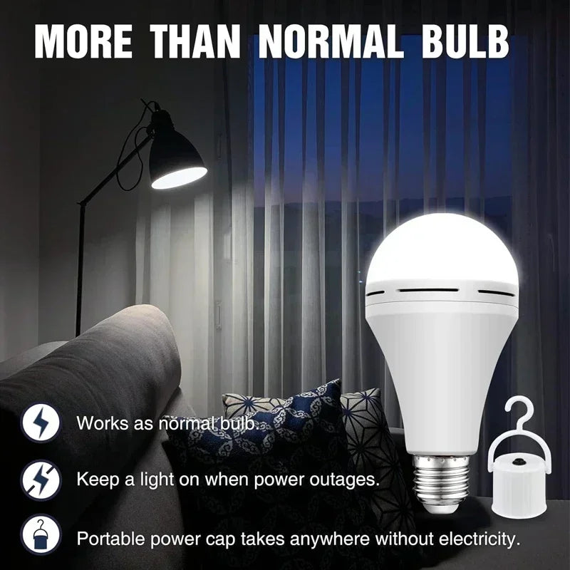 LED Rechargeable Emergency Light Bulb 7W 9W 12W 15W Portable Camping Lamp