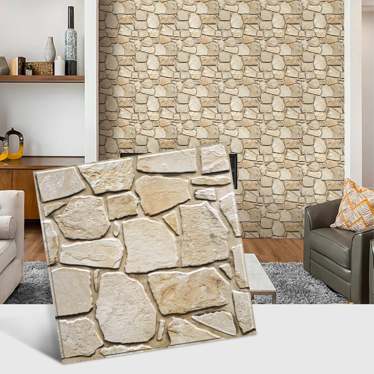 3D Tile Stickers For Wall And Furniture Matte Stone Textures