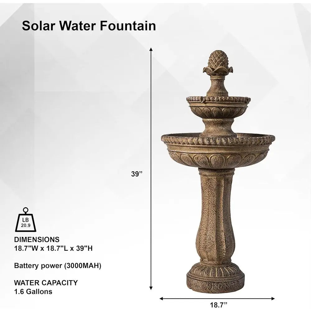Two Tier Outdoor Water Fountain With Pump For Garden Decor