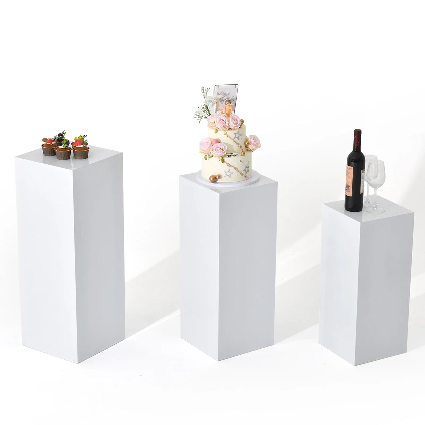 Three Metal Cake Stands for Party and Wedding Displays